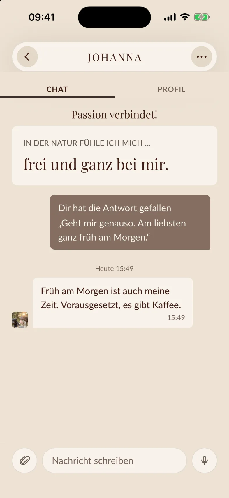 Ein frischer Chat: oben die Antwort, auf die reagiert wurde, darunter der Kommentar und die Erwiderung